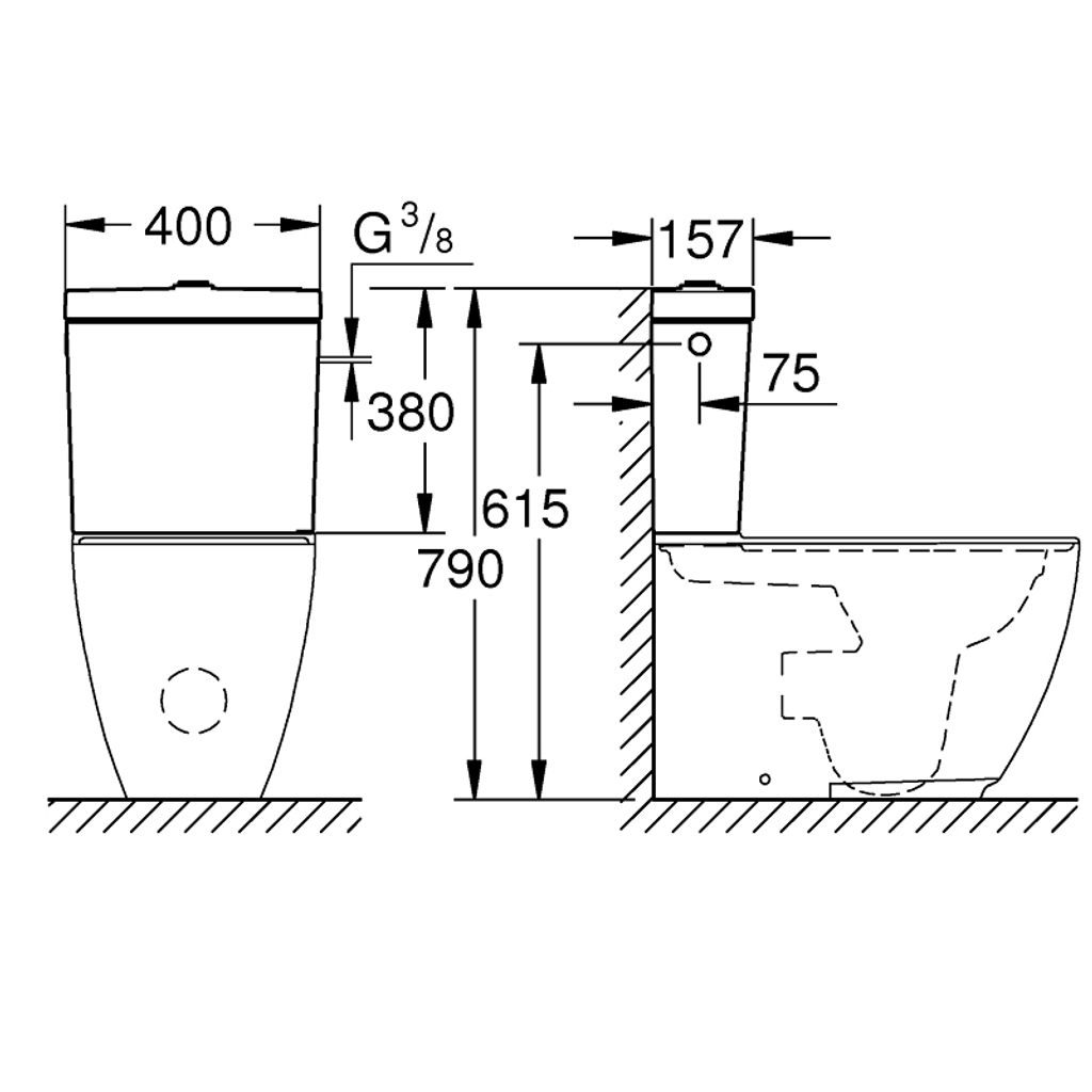 GROHE nadometni splakovalnik Essence - priključek vode stransko (39578000)