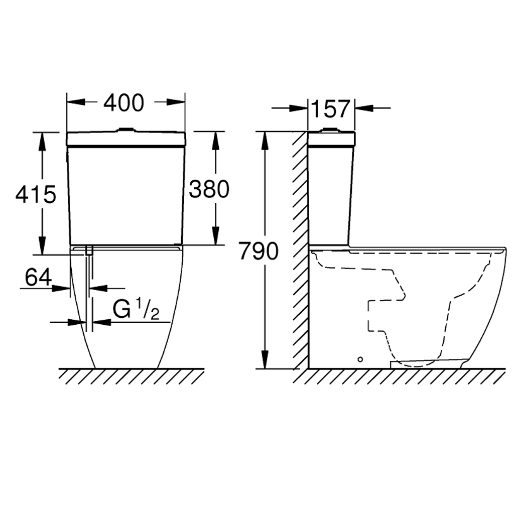 GROHE nadometni splakovalnik Essence - priključek vode spodaj (39579000)
