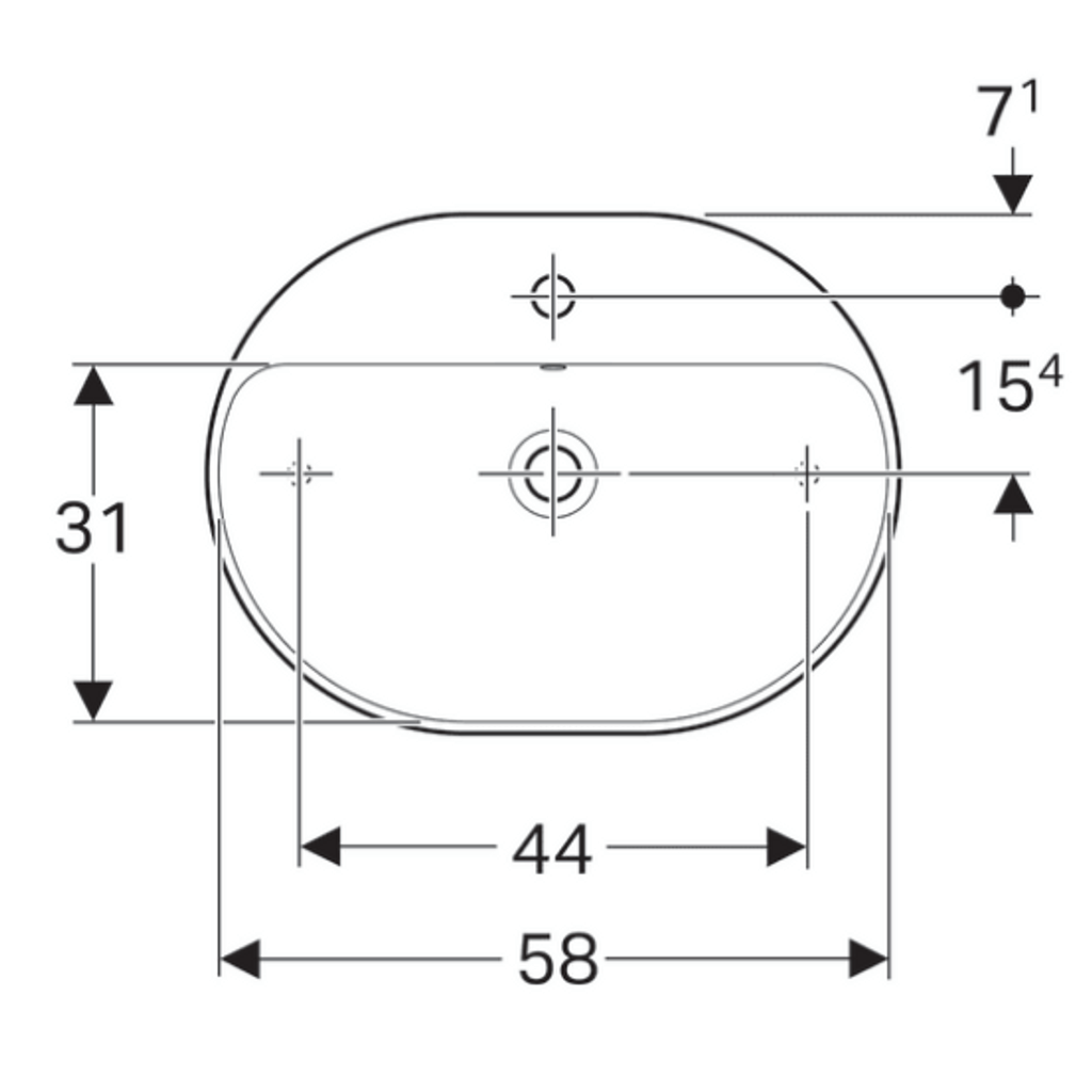 GEBERIT nadpultni ovalen umivalnik VariForm, 60 cm, preliv - vidno (500.777.01.2)