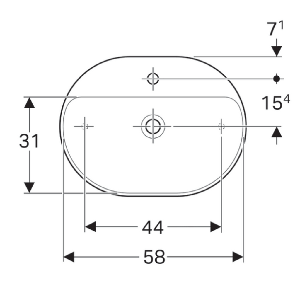 GEBERIT nadpultni ovalen umivalnik VariForm, 60 cm, preliv - vidno (500.777.01.2)