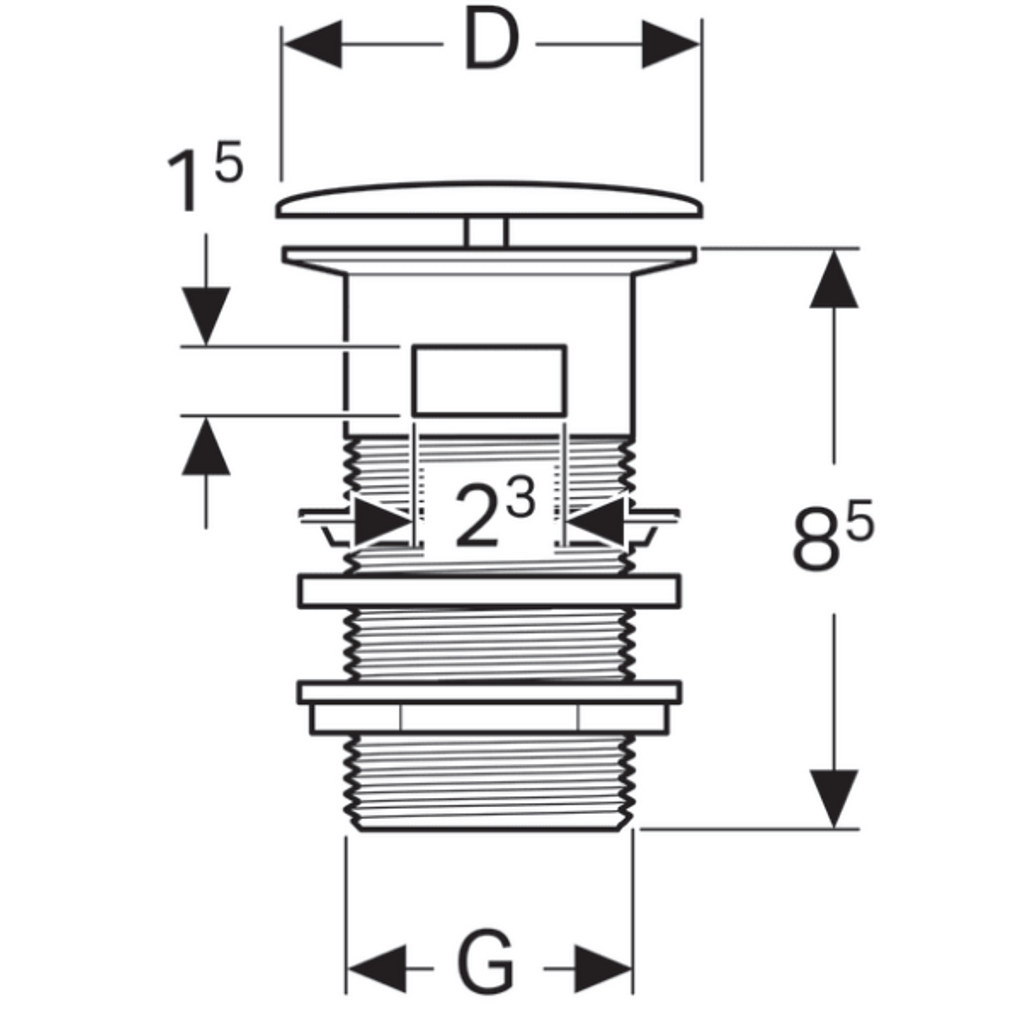 GEBERIT zgornji del sifona z zunanjim zamaškom ventila s tipko d=60 mm (500.055.00.1)
