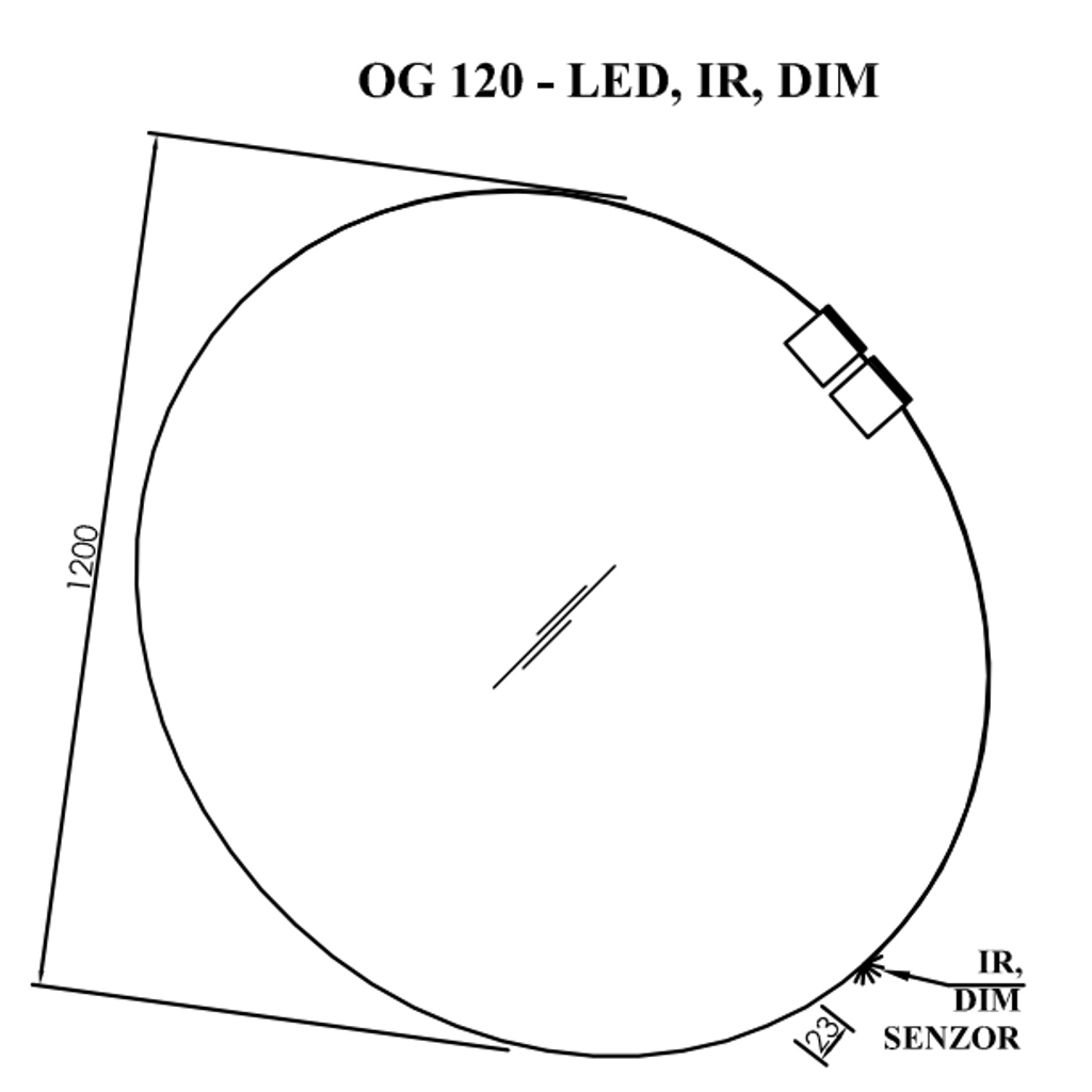 KOLPA SAN Ogledalo z LED svetilko OG Ø 120 - LED, IR, DIM (3838987573708)