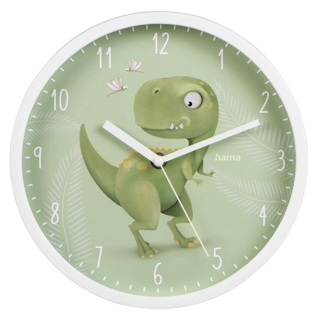 HAMA Otroška stenska ura "Happy Dino", premer 25 cm, z nizkim hrupom