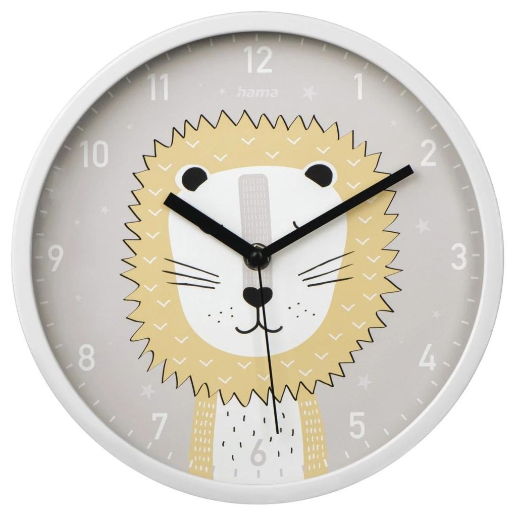 HAMA Otroška stenska ura "Srečni lev", premer 25 cm, nizka raven hrupa
