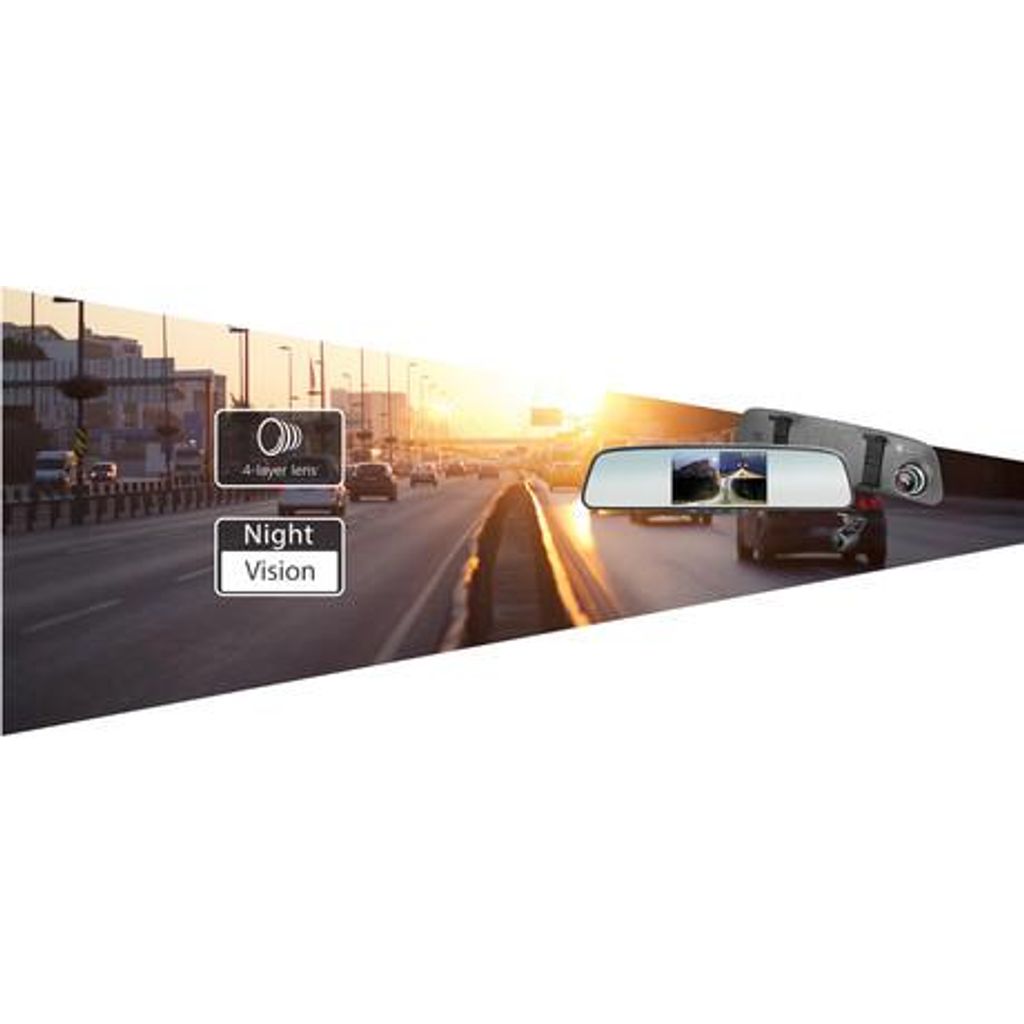 NAVITEL Pametno avto ogledalo MR250 NV, prednja in zadnja avto kamera, Full HD, 5" IPS zaslon, Night Vision, 160° snemalni kot, G-senzor, aplikacija