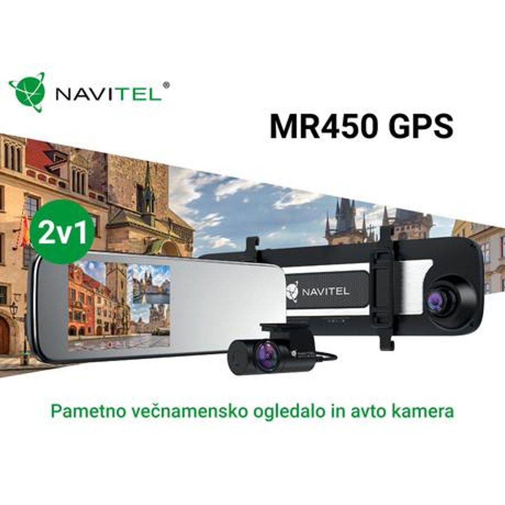 NAVITEL Pametno avto ogledalo MR450 GPS, prednja in zadnja avto kamera, Full HD, 5.5" IPS zaslon, Night Vision, SONY senzor, GPS, aplikacija