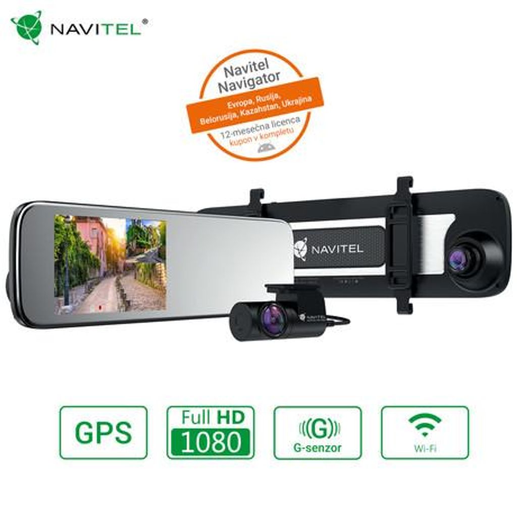 NAVITEL Pametno avto ogledalo MR450 GPS, prednja in zadnja avto kamera, Full HD, 5.5" IPS zaslon, Night Vision, SONY senzor, GPS, aplikacija
