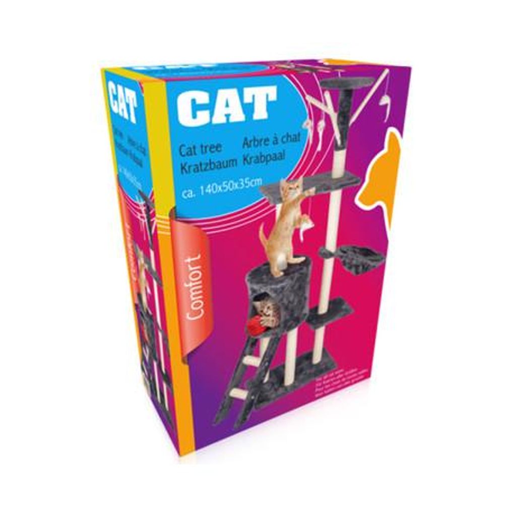 Pet Toys mačje drevo in praskalnik za mačke, 140x50x35cm, 3 nivoji