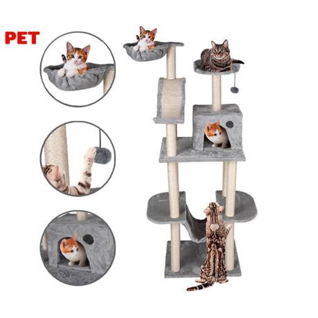 Pet Toys mačje drevo in praskalnik za mačke, 180x60x50cm, 4 nivoji