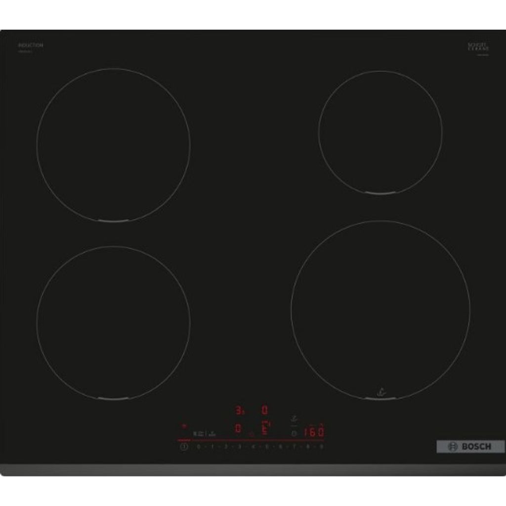 BOSCH Serie 6 (PIE631HC1E), Indukcijska kuhalna plošča, 60 cm, Črna, površinska montaža brez okvirja
