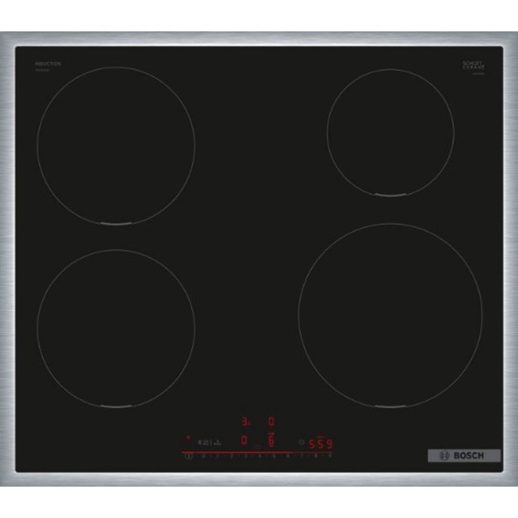 BOSCH Serie 6 (PIE645HB1E), Indukcijska kuhalna plošča, 60 cm, Črna, površinska montaža z okvirjem