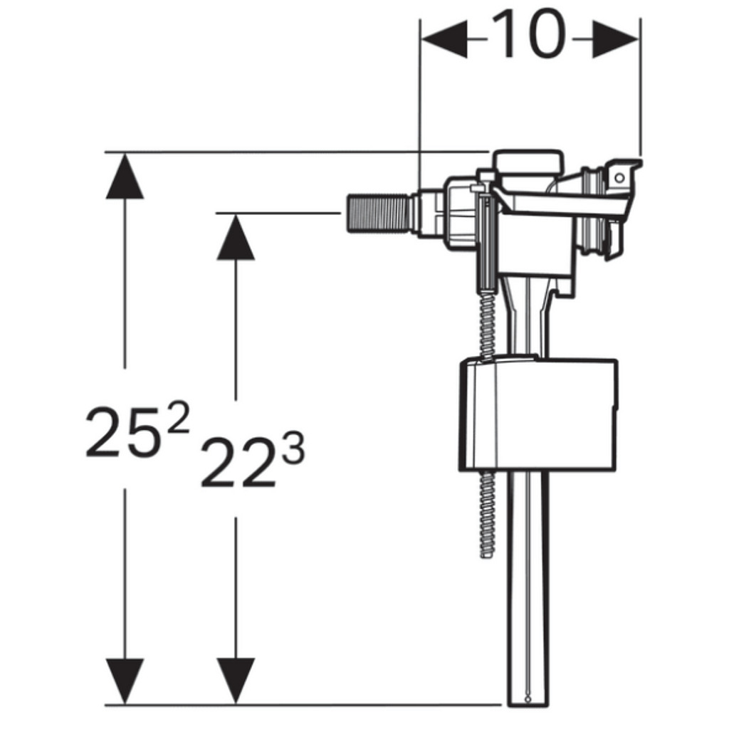 GEBERIT polnilni ventil tip 333 za vgradnjo v nadometni splakovalnik, priključek za vodo s strani 3/8" (136.735.00.3)