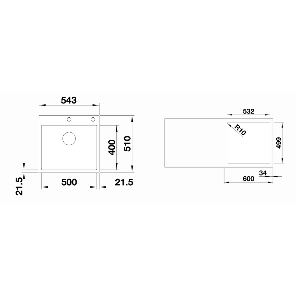 BLANCO pomivalno korito SUBLINE 500-IF/A SteelFrame z zgornjim delom sifona, antracit - odpiranje sifona na gumb (524111)