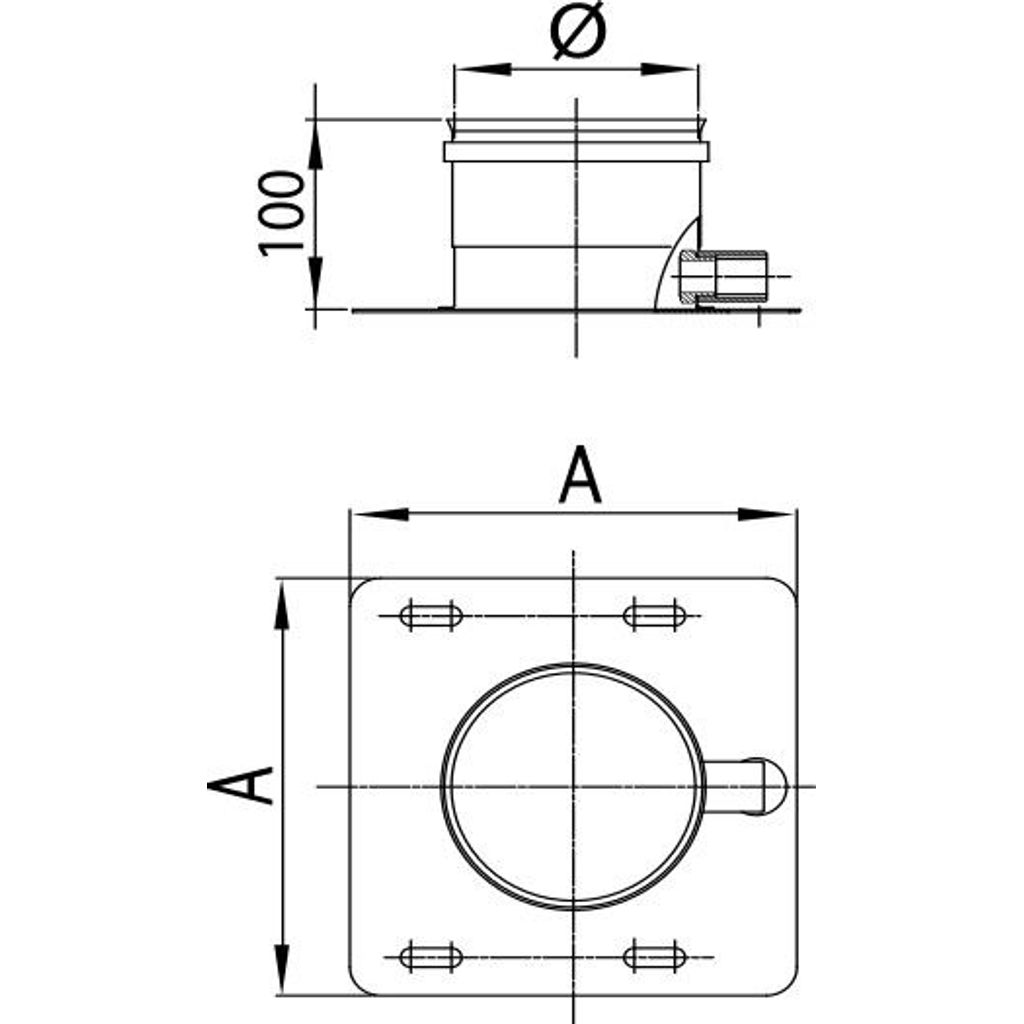 STABILE talni element s ploščo z izpustom za kondenz d.100  PS316L