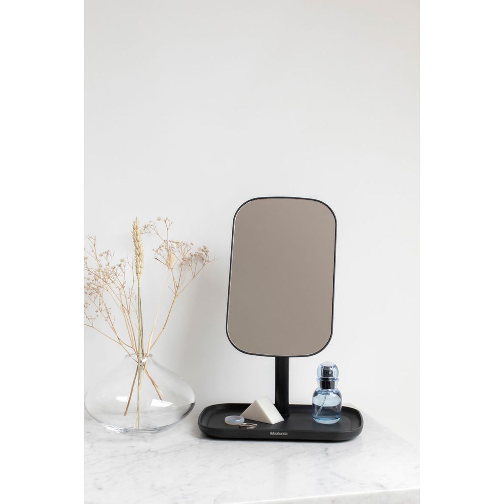 BRABANTIA ogledalo s posodico za odlaganje ReNew - temno siva