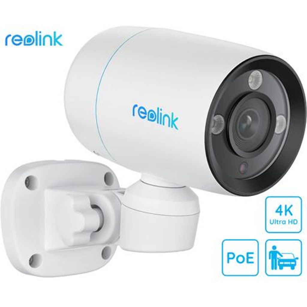 REOLINK RLC-81PA IP kamera, 4K Ultra HD, PoE, 180° vrtenje, IR nočno snemanje, LED reflektor, aplikacija, IP67 vodoodpornost, dvosmerna komunikacija, bela
