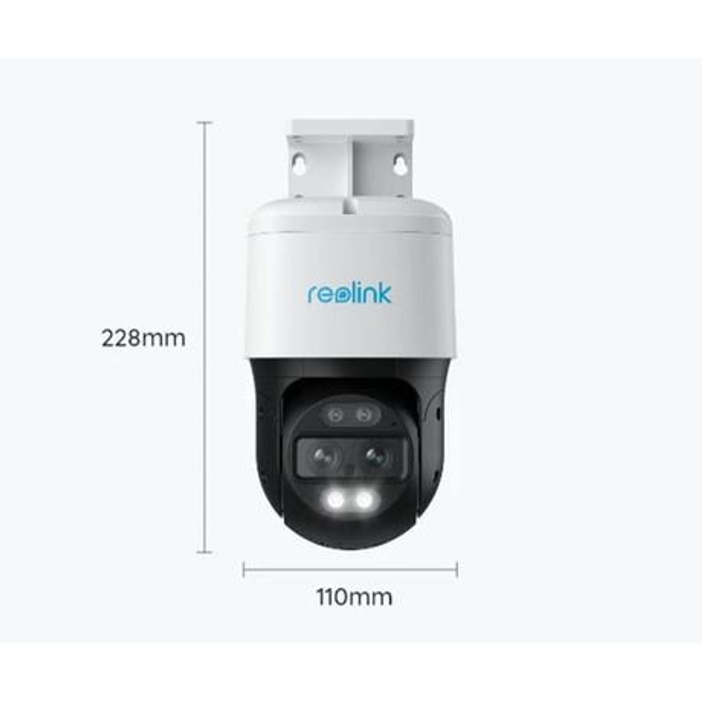 REOLINK TrackMix PoE IP kamera, dva objektiva, 4K Ultra HD, PoE, vrtenje in nagibanje, IR nočno snemanje, LED reflektorji, aplikacija, vodoodporna, dvosmerna komunikacija, bela