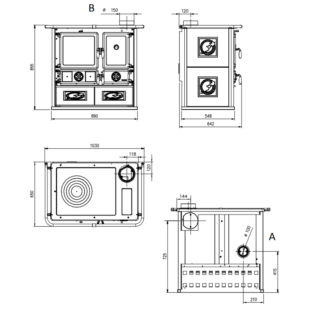 NORDICA štedilnik na drva Rosa Reverse - 10,0 kW Bordo