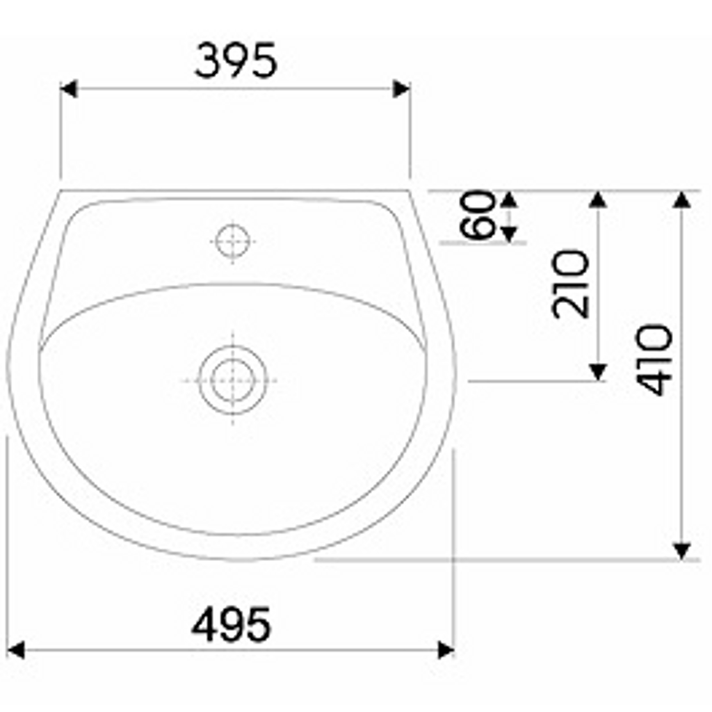 KOLO IDOL umivalnik 50 x 41 cm, z odprtino za armaturo, s prelivom (M11150000)