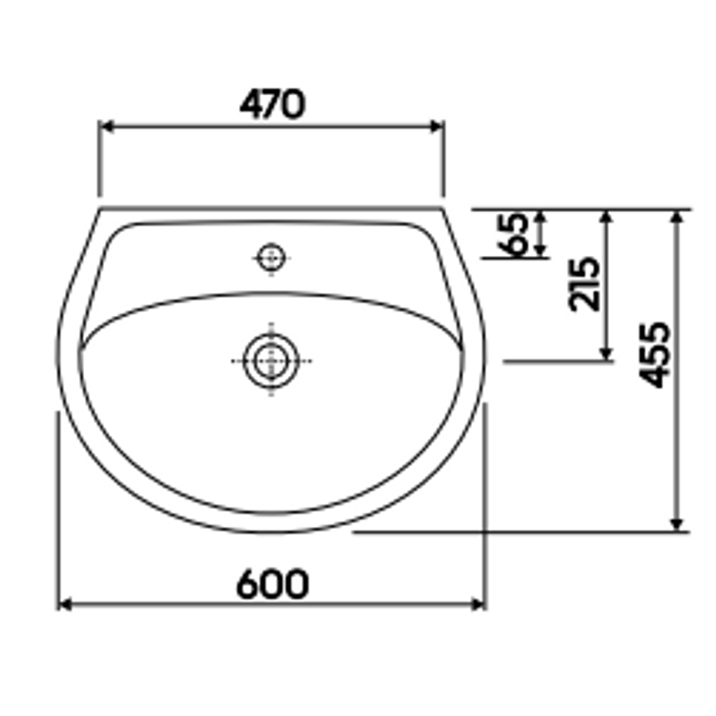 KOLO IDOL umivalnik 60 x 45 cm, z odprtino za armaturo, s prelivom (M11160000)