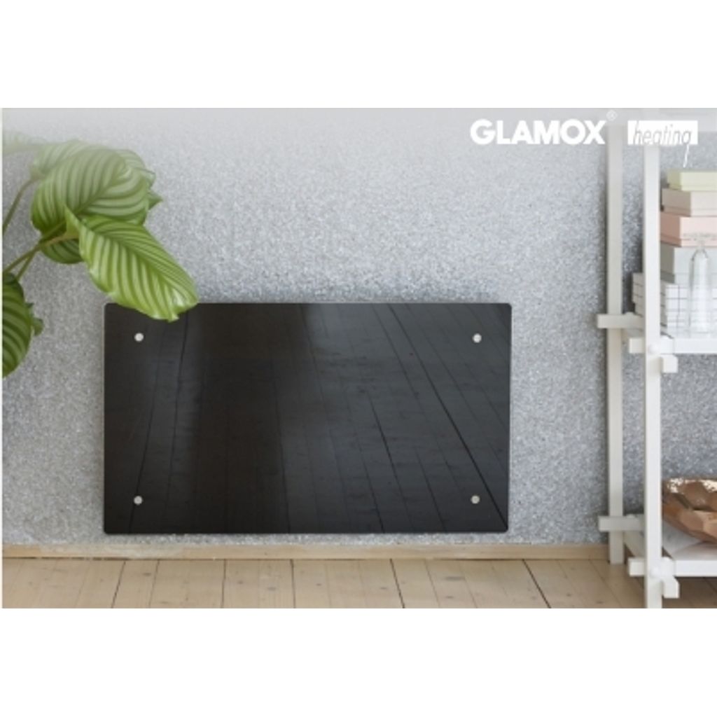 GLAMOX električni panelni stenski radiator H60 H 10 brez termostata, steklo črne barve - 340x850 mm, 1000 W (887204)