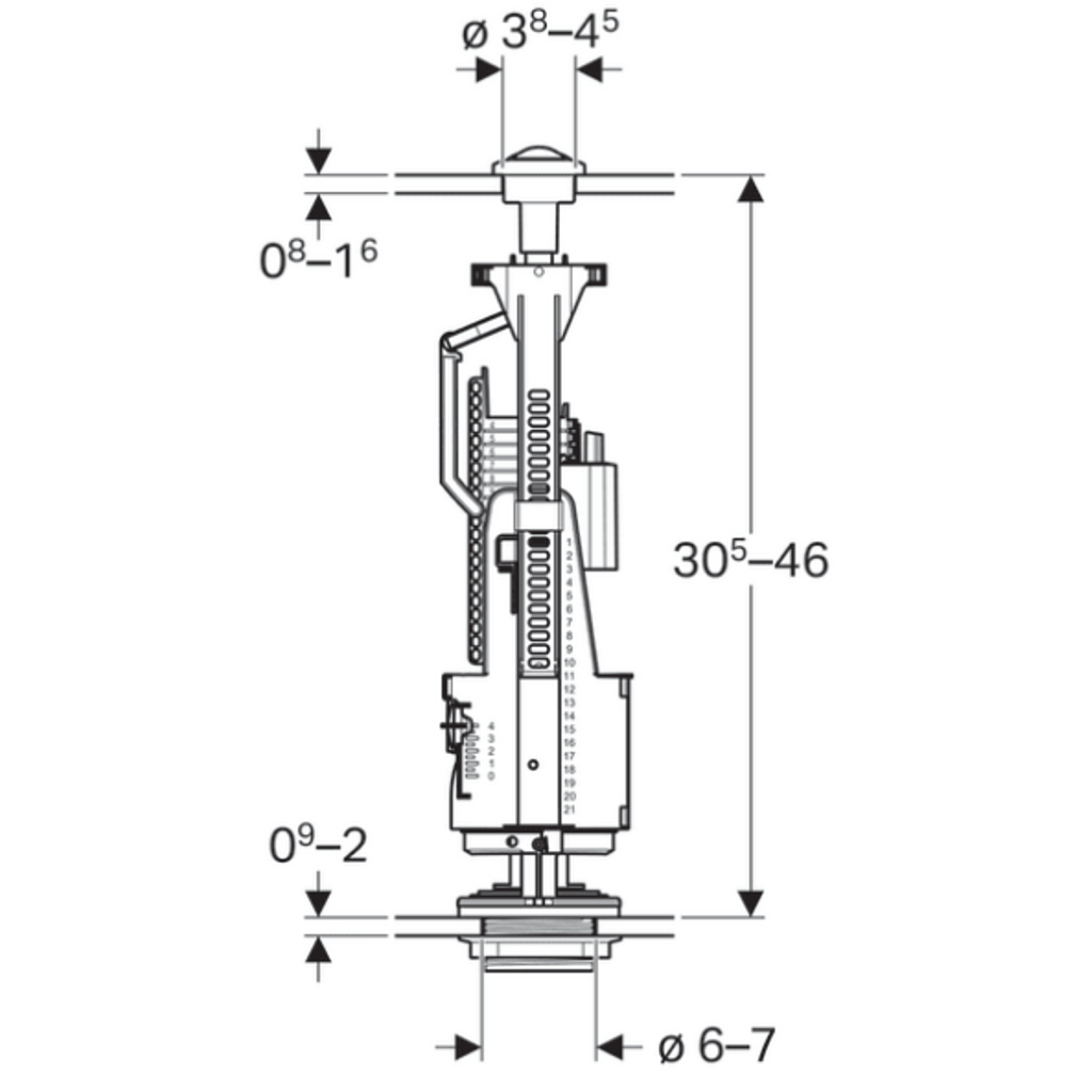 GEBERIT splakovalni ventil tip 240, dvokoličinsko splakovanje (136.900.21.2)