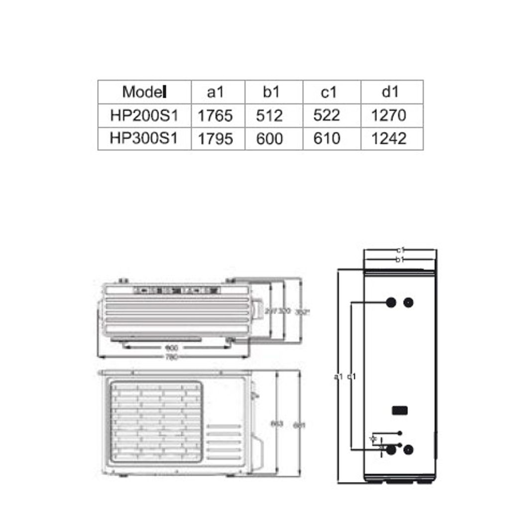 HAIER toplotna črpalka za sanitarno vodo v split izvedbi HP300S1(zunanja enota) + TS300HE-S1 ( bojler) 300 l