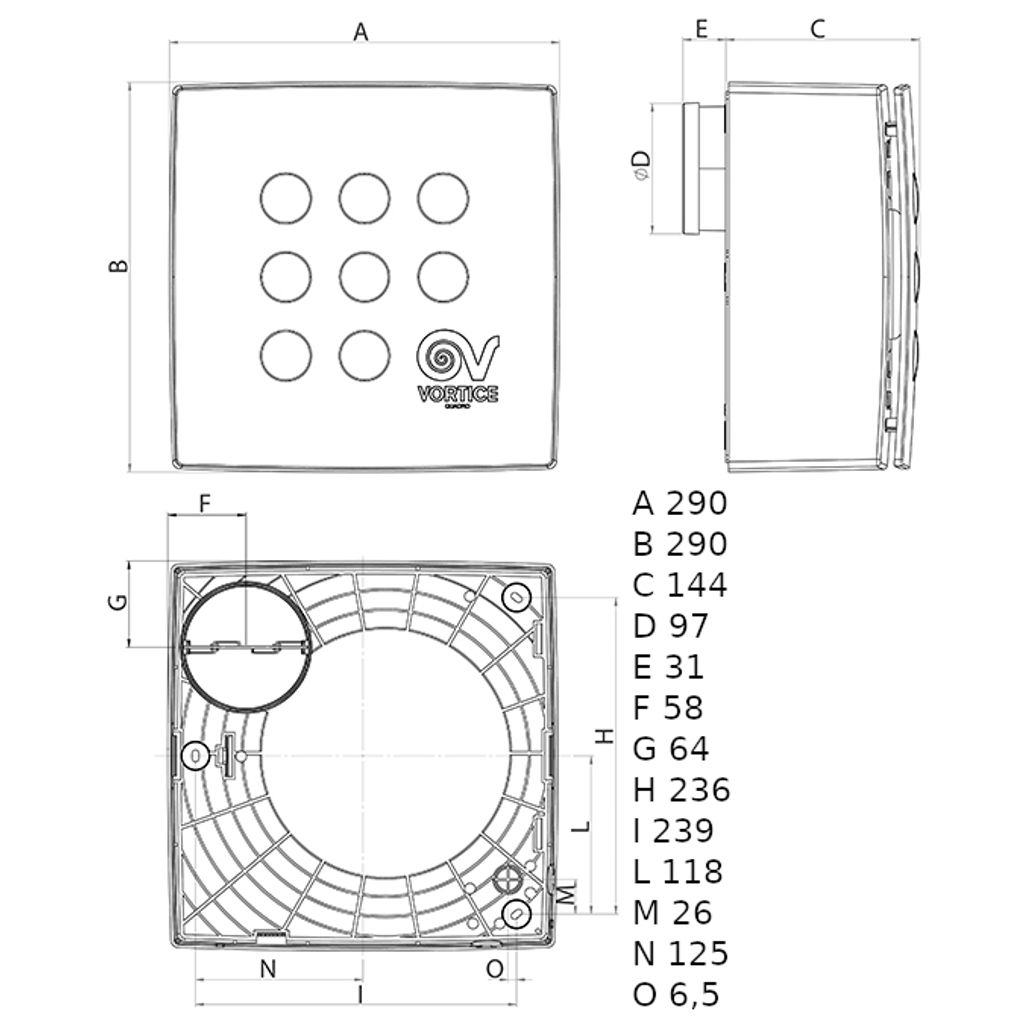 VORTICE kopalniški nadometni centrifugalni ventilator VORT QUADRO SUPER T HCS (11989)