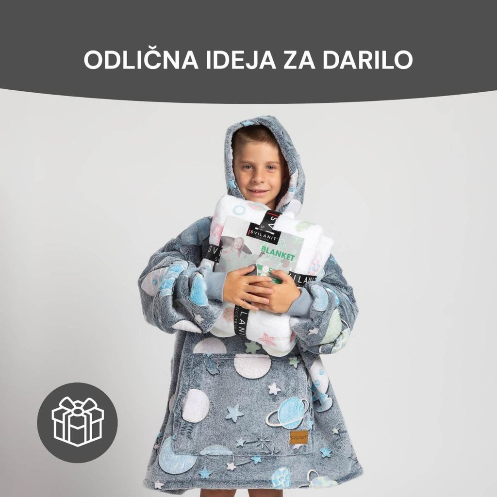 SVILANIT Otroška hoodie odeja Svilanit, raketa + Darilo: Nogavice
