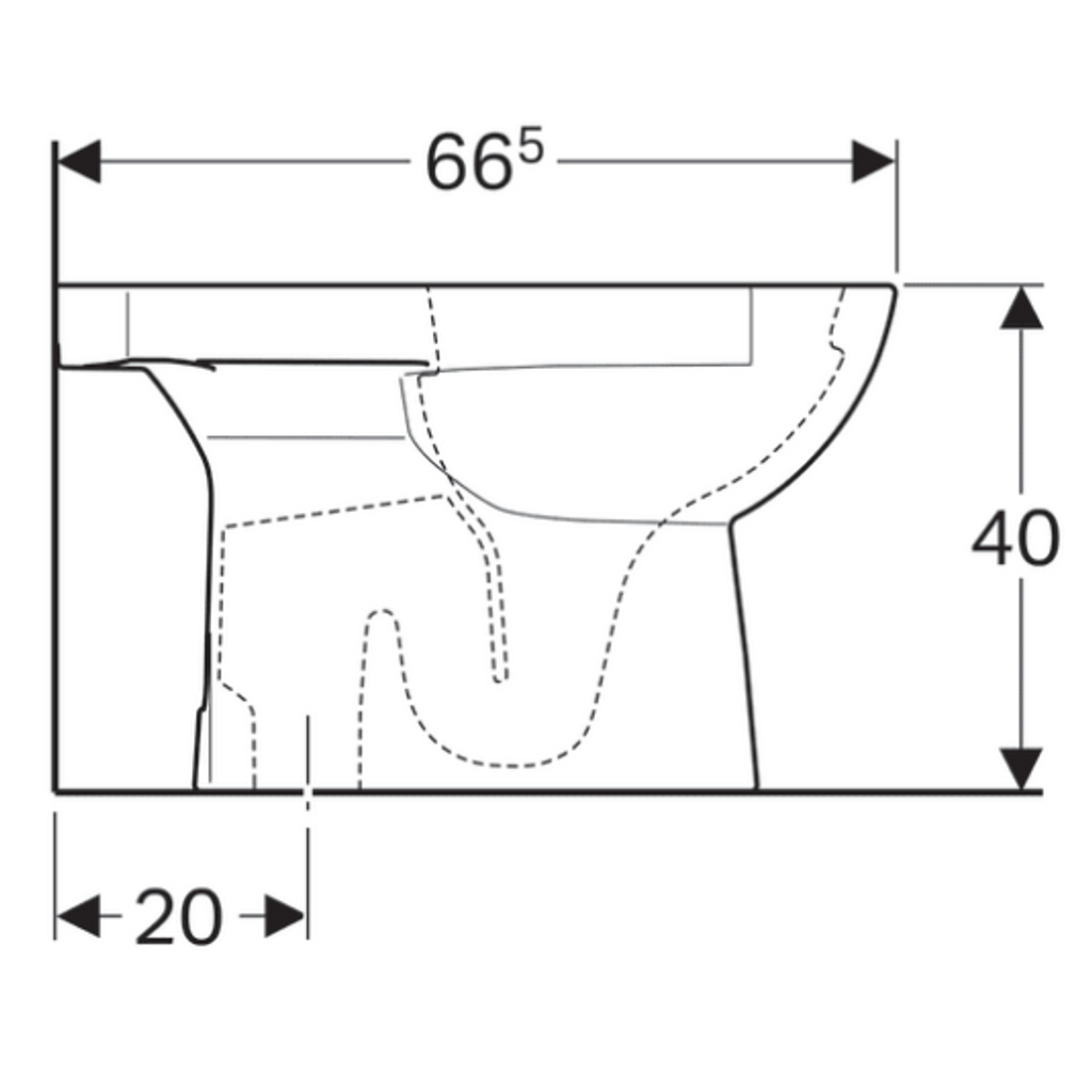 GEBERIT talna WC školjka - za neposredno namestitev nadometnega splakovalnika, vertikalni odtok Selnova (500.151.01.1)