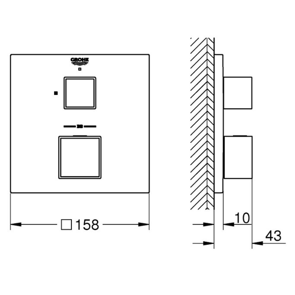 GROHE termostatska pokrivna plošča GROHTHERM Cube (24153000)