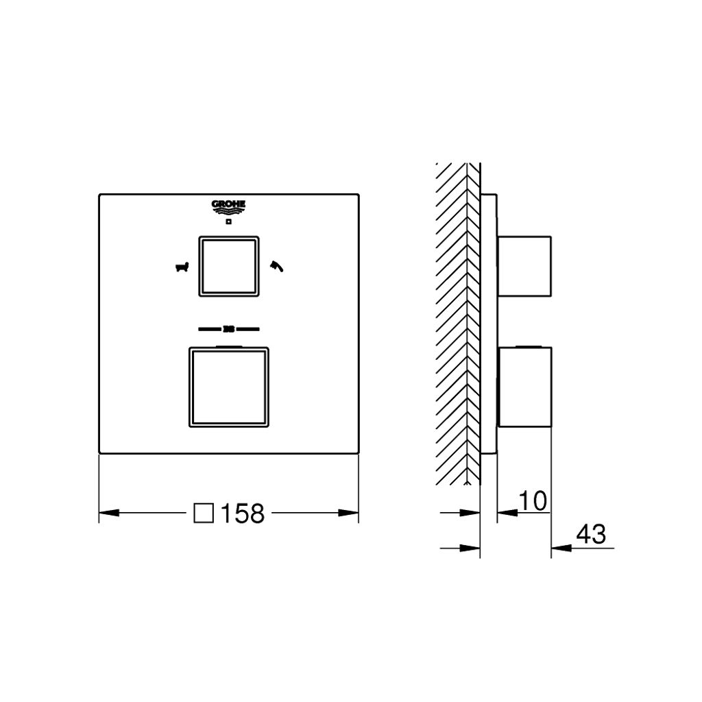 GROHE termostatska pokrivna plošča GROHTHERM Cube (24155000)