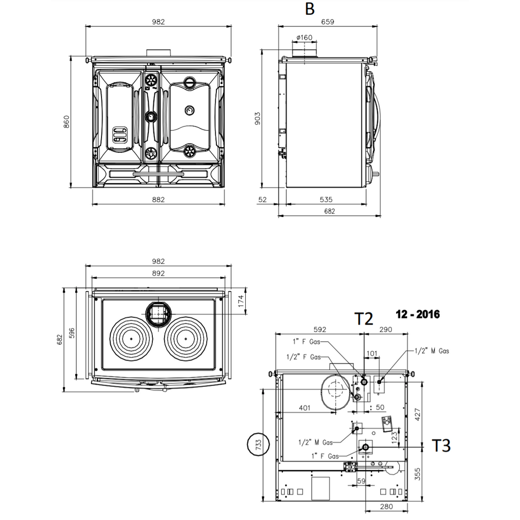 NORDICA termo štedilnik Suprema Compact DSA - 22,3 kW Antracit črna