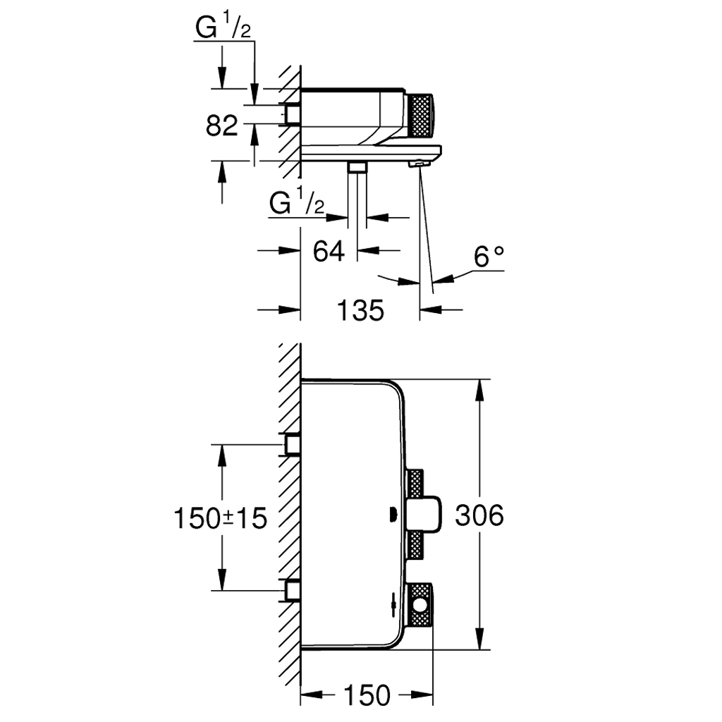GROHE termostatska armatura za kad z dvemi ventili Grohtherm SmartControl (34718000)
