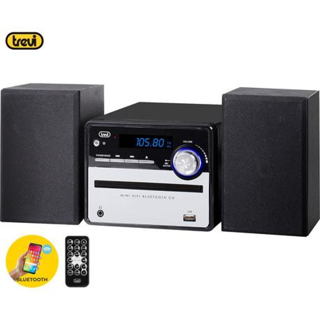 TREVI HCX 10F6 Hi-Fi zvočni sistem, 20W, FM Radio, Bluetooth, CD predvajalnik,  MP3 / USB / AUX, + daljinski upravljalnik, črn
