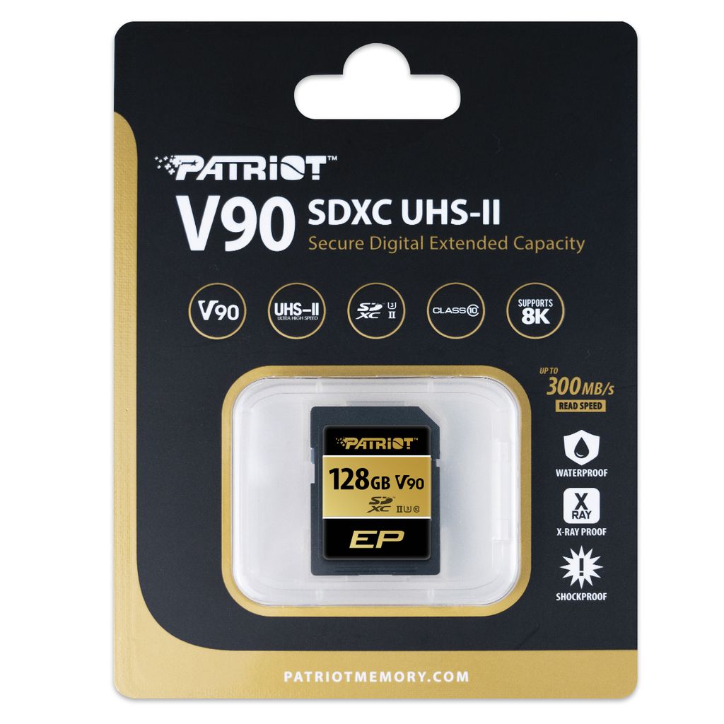 PATRIOT spominska kartica 128GB, SDXC, UHS-II, Class10 SD, 300/260 MB/s