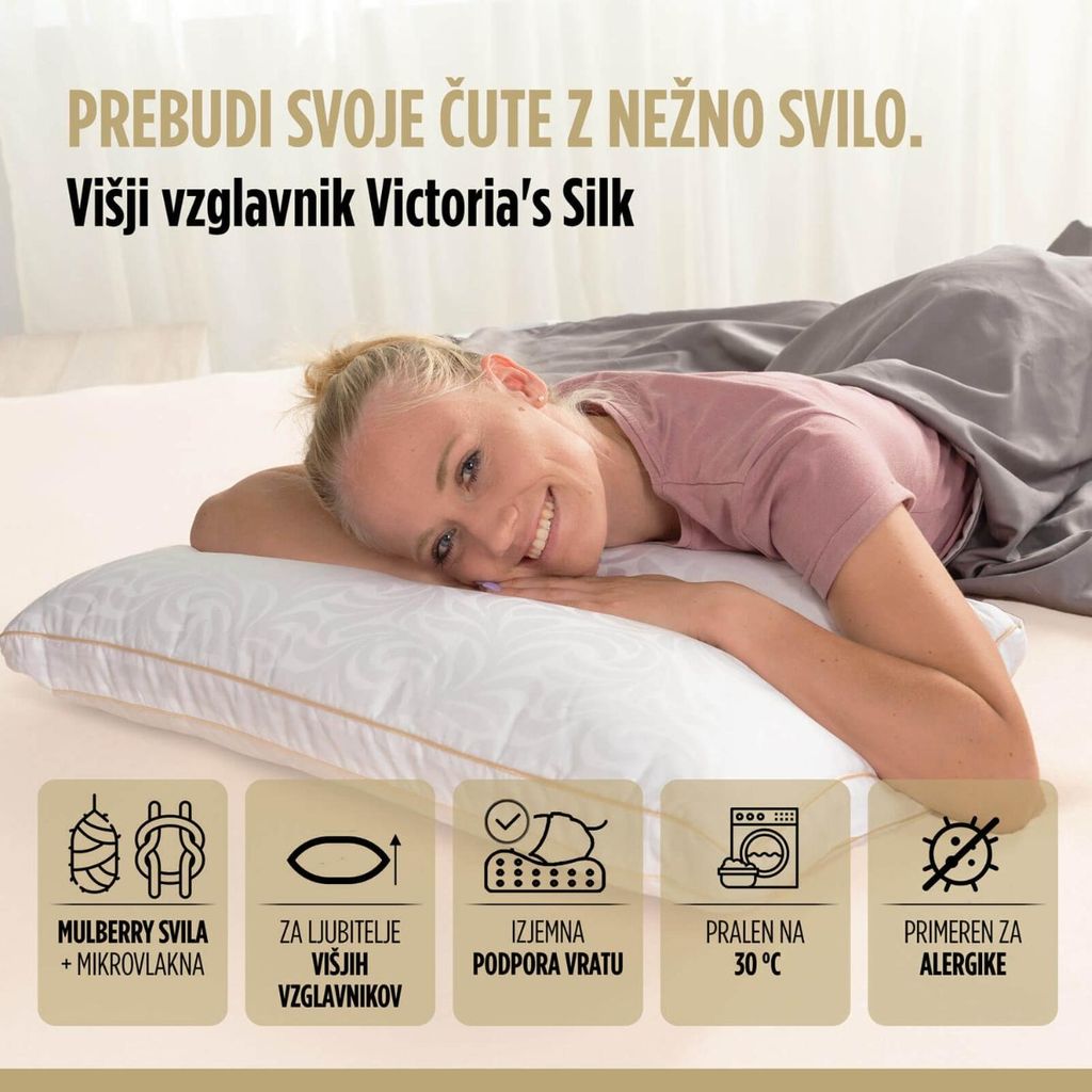 VITAPUR Višji svileni klasični vzglavnik Vitapur Victoria's Silk - 50x70 cm
