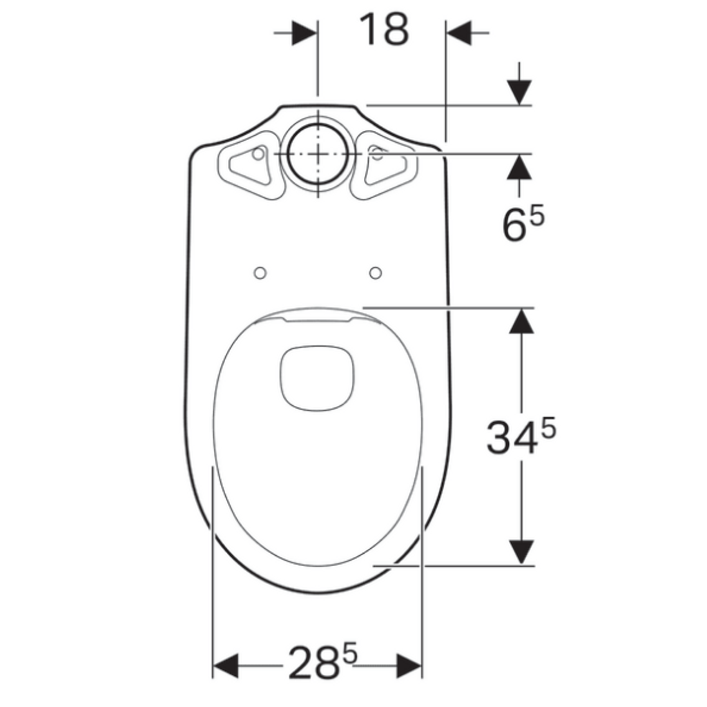GEBERIT talna WC školjka - za neposredno namestitev nadometnega splakovalnika, brez roba Selnova (500.283.01.1)