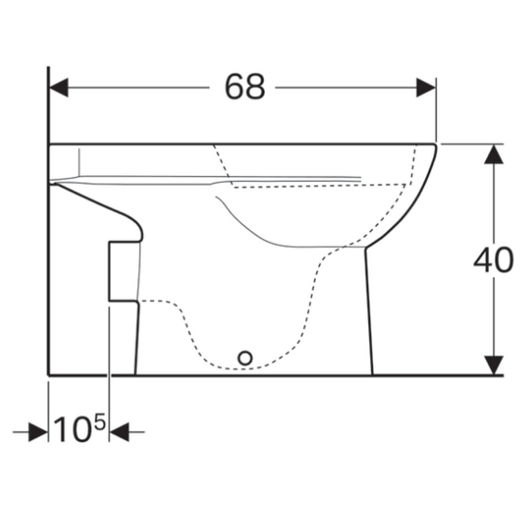 GEBERIT talna WC školjka - za neposredno namestitev nadometnega splakovalnika, brez roba Selnova (500.285.01.1)