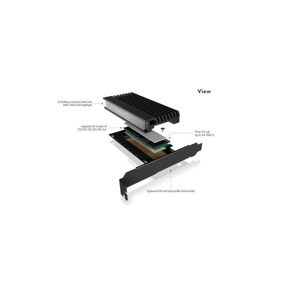 ICYBOX ohišje/adapter za M.2 NVMe SSDje na PCIe x4 kartico s hladilnikom IB-PCI214M2-HSL 