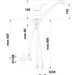 UNITAS enoročna kuhinjska armatura Simpaty - nizkotlačna + kotni ventil (42801181)