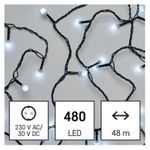 EMOS LED božična cherry veriga – kroglice, 48 m, zunanja in notranja, hladna bela, časovnik D5AC05