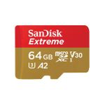 SANDISK spominska kartica Extreme microSDXC 64GB + SD Adapter 170MB/s & 80MB/s A2 C10 V30 UHS-I U3