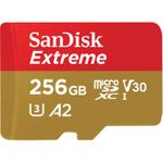SANDISK spominska kartica SanDisk Extreme microSDXC 256GB + SD Adapter 190MB/s & 130MB/s A2 C10 V30 UHS-I U3