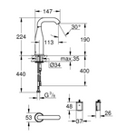 GROHE infrardeča elektronska kopalniška armatura za umivalnik ESSENCE E (36446000)