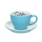 TOGNANA Skodelica za belo kavo s podstavkom Milk&Breakfast Time 320ml / modra / porcelan