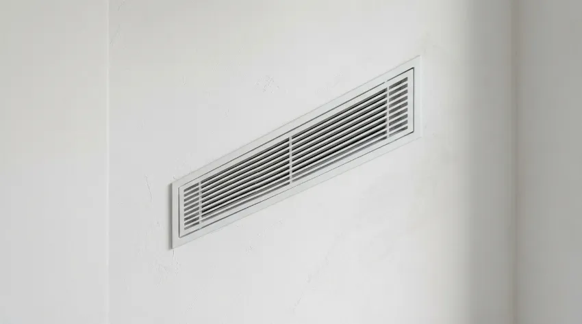 Detajl vgradnje prezračevalne enote v steno